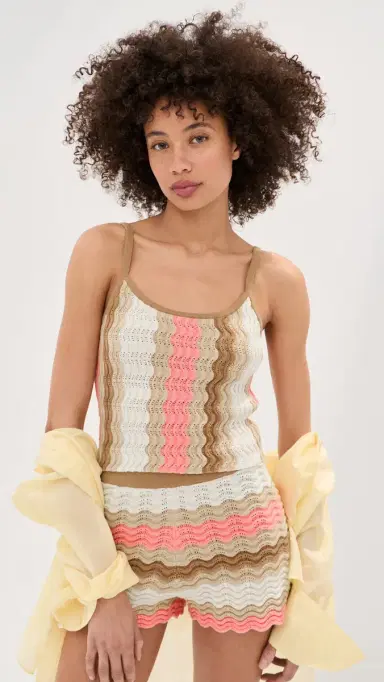 LE BOP Jeselle Wavy tripe Tank Top Pink tripe | Thumbnail 2