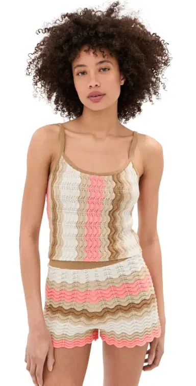 LE BOP Jeselle Wavy tripe Tank Top Pink tripe | Thumbnail 1