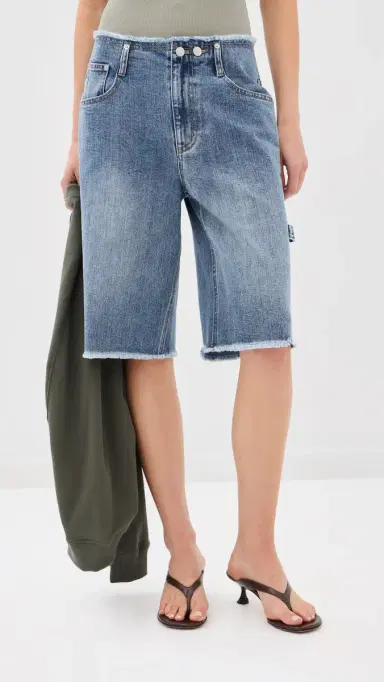 Tibi Classic Wash Newman Shorts Classic Blue 26 | Thumbnail 2