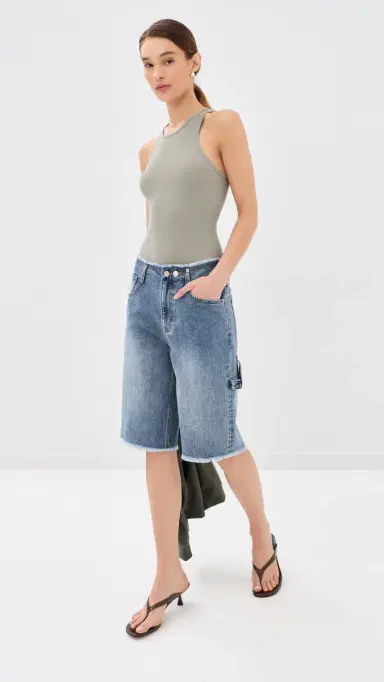 Tibi Classic Wash Newman Shorts Classic Blue 26 | Thumbnail 5