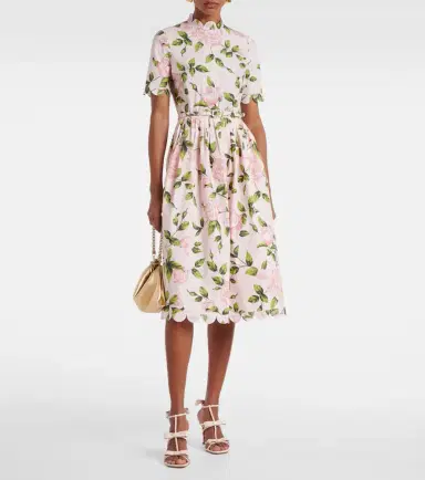 Oscar de la Renta Floral cotton-blend poplin midi dress | Thumbnail 3