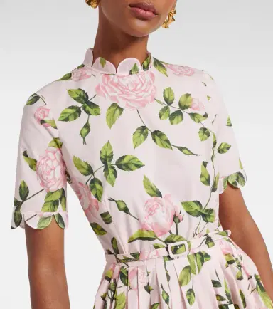 Oscar de la Renta Floral cotton-blend poplin midi dress | Thumbnail 5