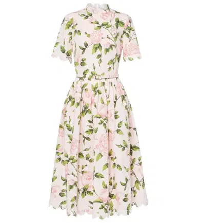 Oscar de la Renta Floral cotton-blend poplin midi dress | Thumbnail 1