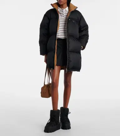 Prada Re-Nylon belted down jacket | Thumbnail 4 Prada Re-Nylon belted down jacket | Thumbnail 4