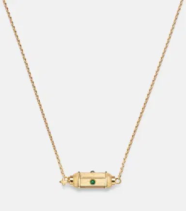 Marie Lichtenberg Coco Micro 18kt gold locket necklace with emeralds | Thumbnail 3