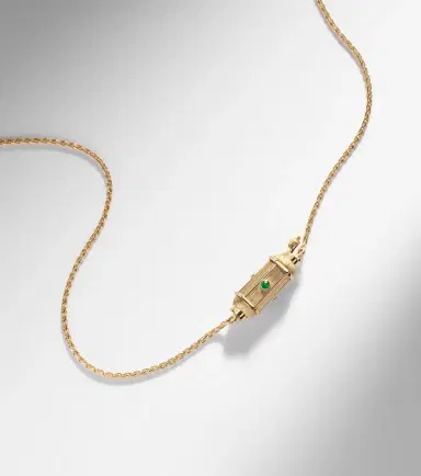 Marie Lichtenberg Coco Micro 18kt gold locket necklace with emeralds | Thumbnail 6