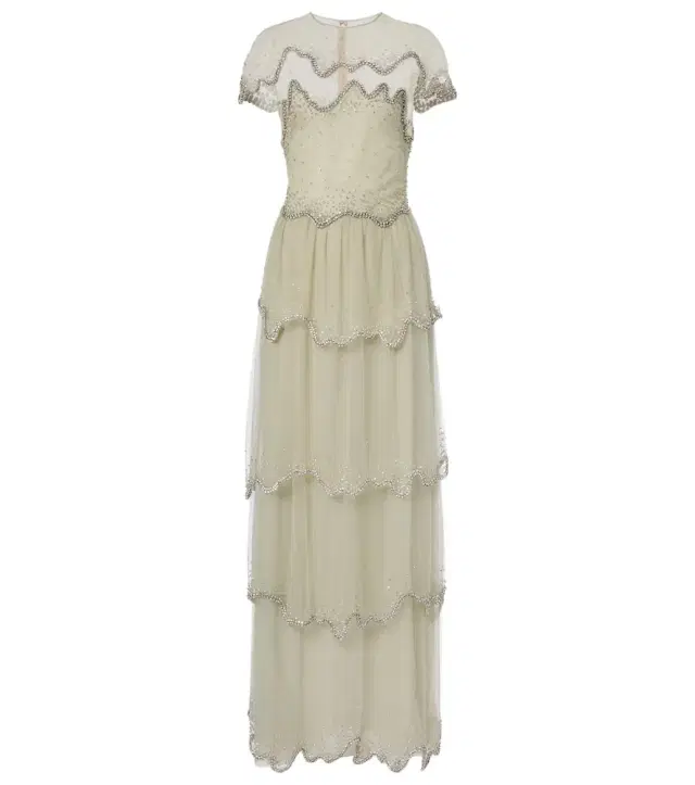 Zaria embellished tiered tulle gown