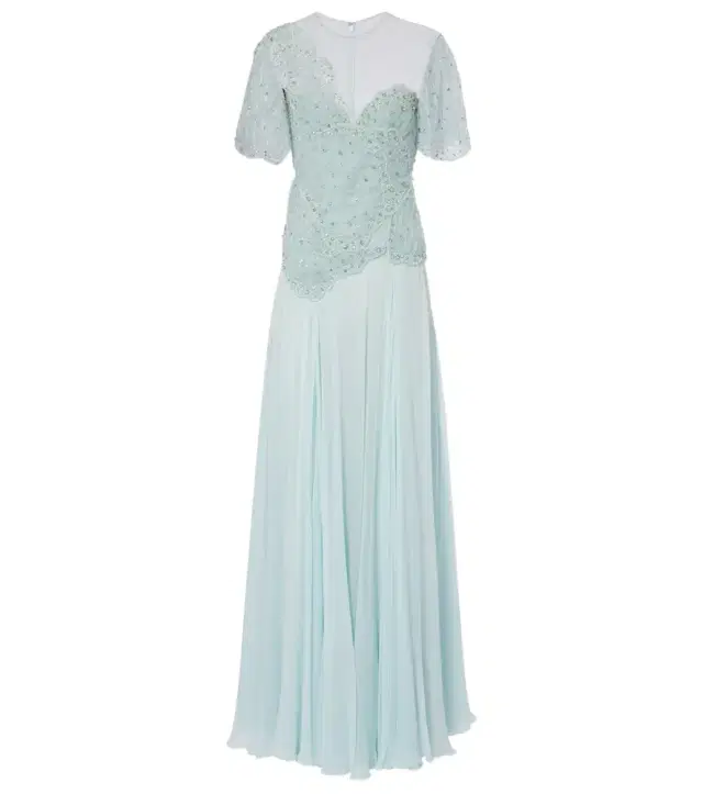 Embellished silk-blend georgette gown