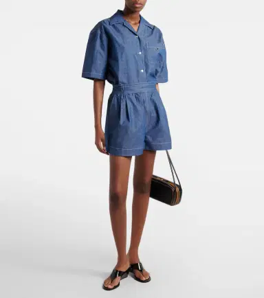 Prada Cotton and linen chambray romper | Thumbnail 5 Prada Cotton and linen chambray romper | Thumbnail 5