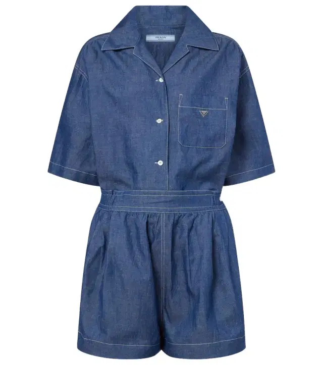 Cotton and linen chambray romper
