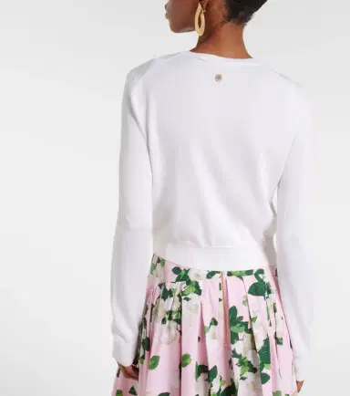 Carolina Herrera Cropped silk and cotton cardigan | Thumbnail 2