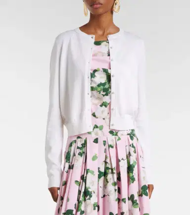 Carolina Herrera Cropped silk and cotton cardigan | Thumbnail 4