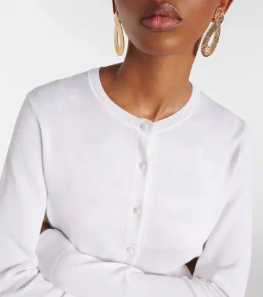 Carolina Herrera Cropped silk and cotton cardigan | Thumbnail 6