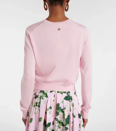 Carolina Herrera Cropped silk and cotton cardigan | Thumbnail 2