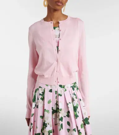 Carolina Herrera Cropped silk and cotton cardigan | Thumbnail 3