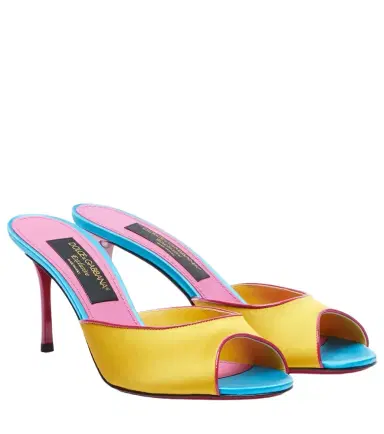 Dolce & Gabbana Keira leather-trimmed satin mules | Thumbnail 1