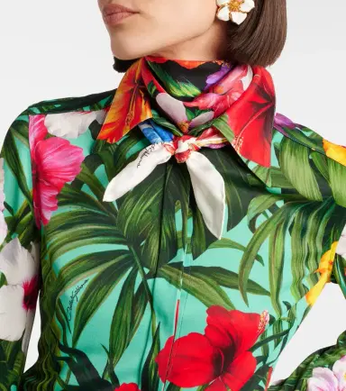 Dolce & Gabbana Floral silk twill scarf | Thumbnail 4