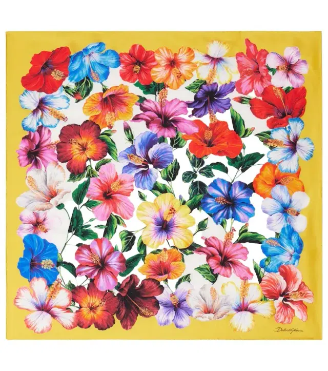 Floral silk twill scarf