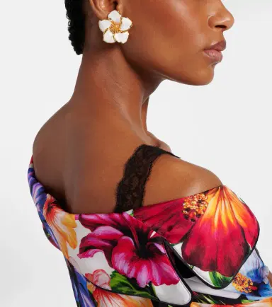 Dolce & Gabbana Floral enamel clip-on earrings | Thumbnail 5
