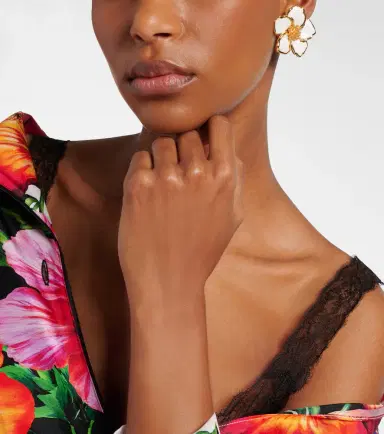 Dolce & Gabbana Floral enamel clip-on earrings | Thumbnail 6