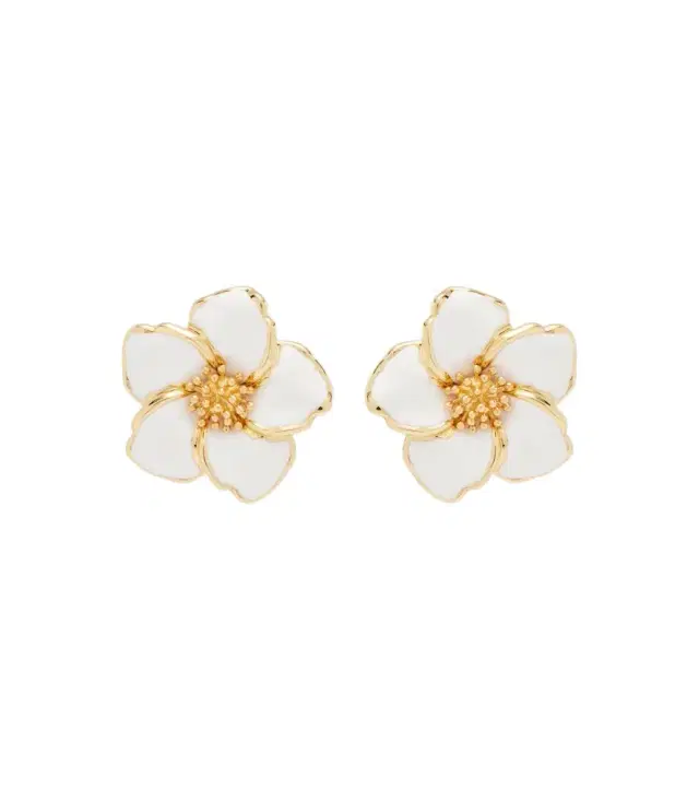 Floral enamel clip-on earrings