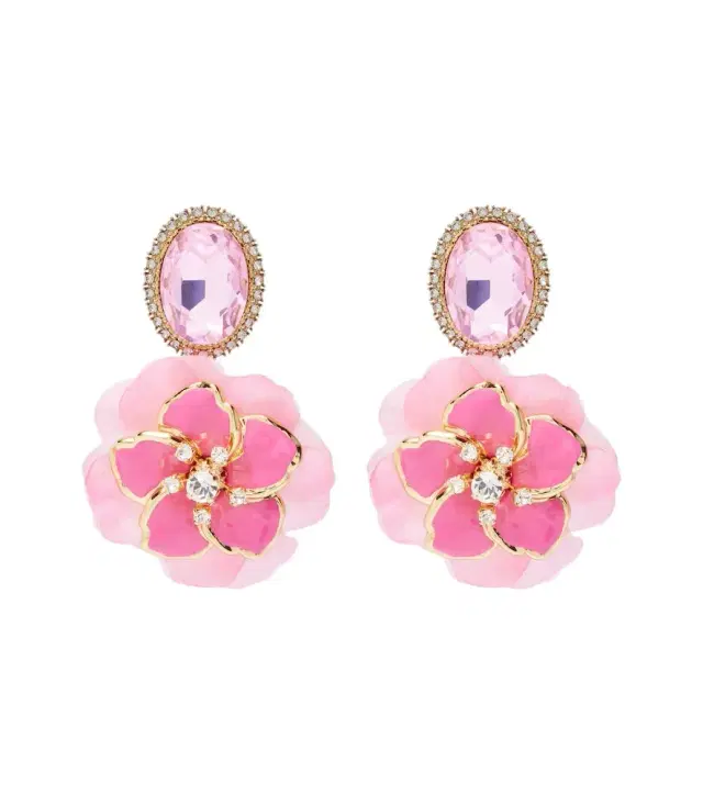 Embellished floral clip-on earrings