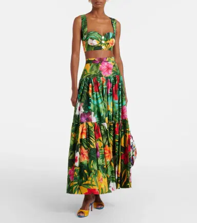 Dolce & Gabbana Floral tiered cotton maxi skirt | Thumbnail 4