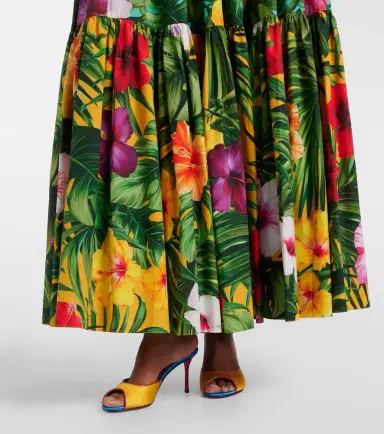 Dolce & Gabbana Floral tiered cotton maxi skirt | Thumbnail 5
