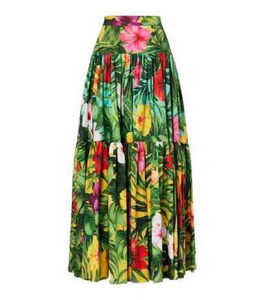 Dolce & Gabbana Floral tiered cotton maxi skirt | Thumbnail 1