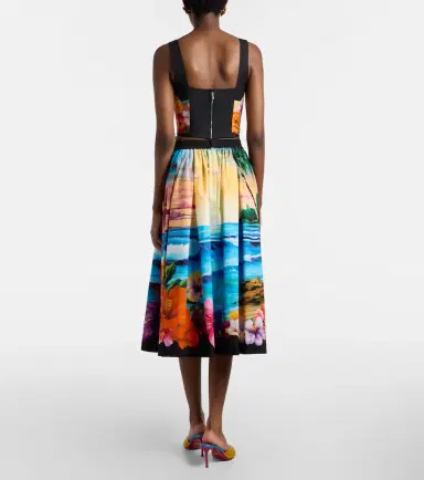 Dolce & Gabbana Pleated printed cotton midi skirt | Thumbnail 4