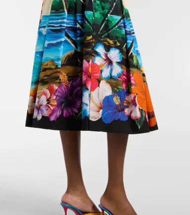 Dolce & Gabbana Pleated printed cotton midi skirt | Thumbnail 5