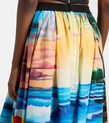 Dolce & Gabbana Pleated printed cotton midi skirt | Thumbnail 6