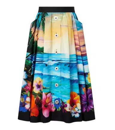 Dolce & Gabbana Pleated printed cotton midi skirt | Thumbnail 1