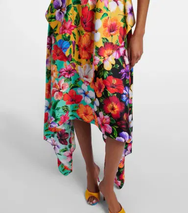 Dolce & Gabbana Floral one-shoulder silk midi dress | Thumbnail 2