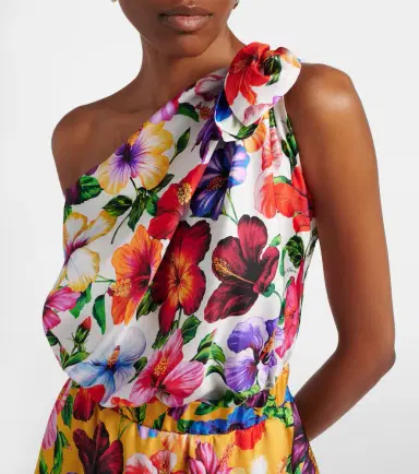 Dolce & Gabbana Floral one-shoulder silk midi dress | Thumbnail 3