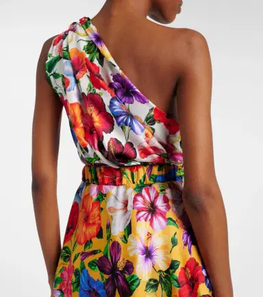 Dolce & Gabbana Floral one-shoulder silk midi dress | Thumbnail 4