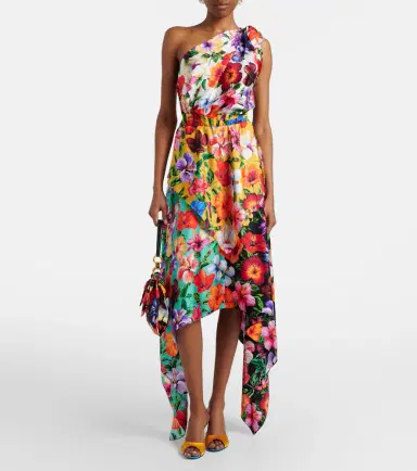 Dolce & Gabbana Floral one-shoulder silk midi dress | Thumbnail 5