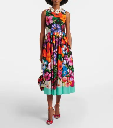 Dolce & Gabbana Floral cotton midi dress | Thumbnail 5
