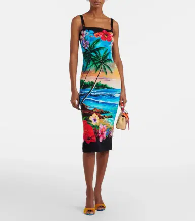Dolce & Gabbana Printed silk-blend midi dress | Thumbnail 4