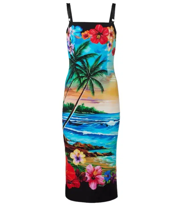 Dolce & Gabbana Printed silk-blend midi dress