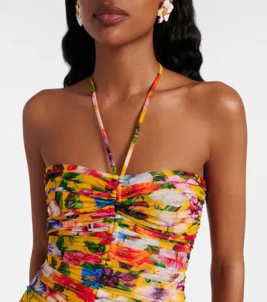Dolce & Gabbana Ruched floral halterneck minidress | Thumbnail 3