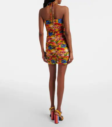 Dolce & Gabbana Ruched floral halterneck minidress | Thumbnail 4
