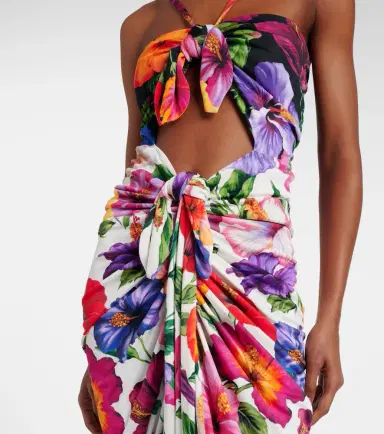 Dolce & Gabbana Cutout floral gathered midi dress | Thumbnail 4