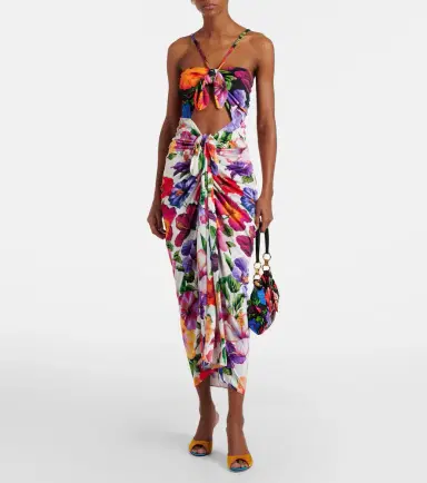 Dolce & Gabbana Cutout floral gathered midi dress | Thumbnail 5