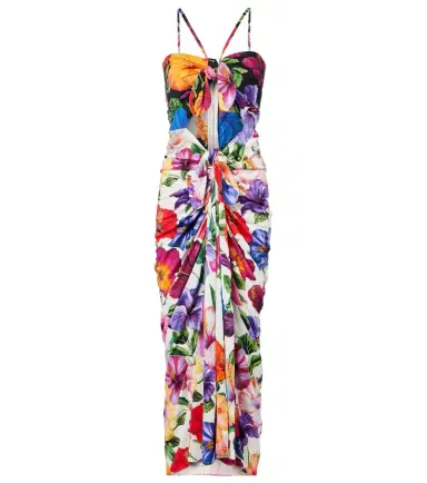 Dolce & Gabbana Cutout floral gathered midi dress | Thumbnail 1