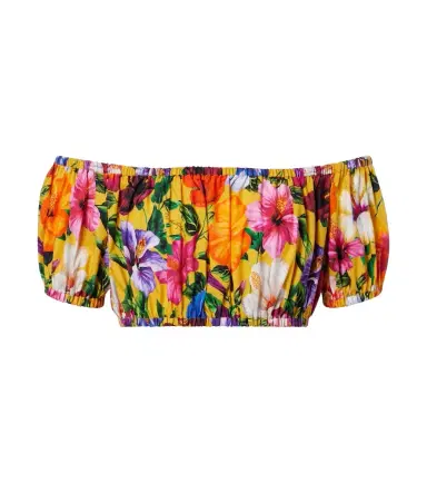 Dolce & Gabbana Floral off-shoulder cotton crop top | Thumbnail 1 Dolce & Gabbana Floral off-shoulder cotton crop top | Thumbnail 1