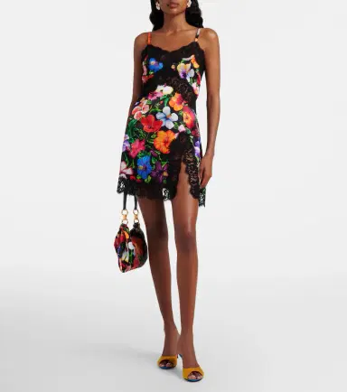 Dolce & Gabbana Floral silk and cotton-blend minidress | Thumbnail 3