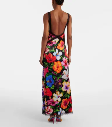 Dolce & Gabbana Lace-trimmed floral silk-blend maxi dress | Thumbnail 2