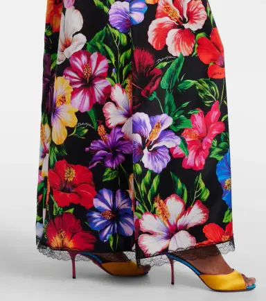 Dolce & Gabbana Lace-trimmed floral silk-blend maxi dress | Thumbnail 3
