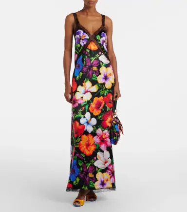 Dolce & Gabbana Lace-trimmed floral silk-blend maxi dress | Thumbnail 5